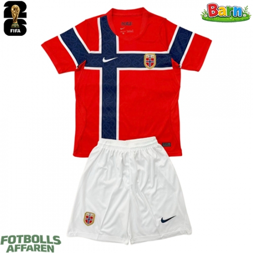 Norge Hemmaställ Barn VM 2026 Kortärmad (+ Korta byxor)